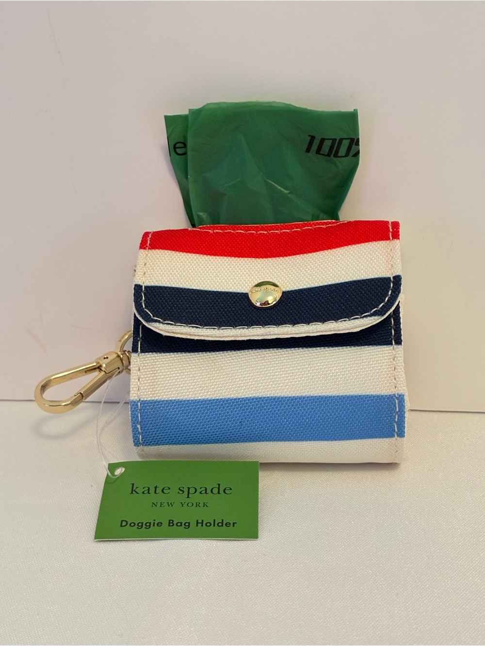 Kate Spade New York Doggie Bag Holder Adventure Stripe New With Tags